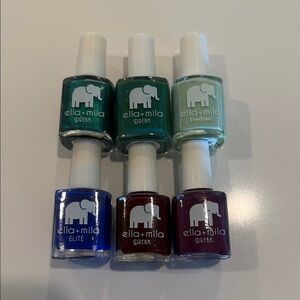 Nail Polish Set - Green, Blue, Red Shades lot of six never been used